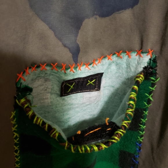 InkBlot Space Hippo Trouser Custom Patchwork Visible Mending Hand Stitched - Picture 3 of 16